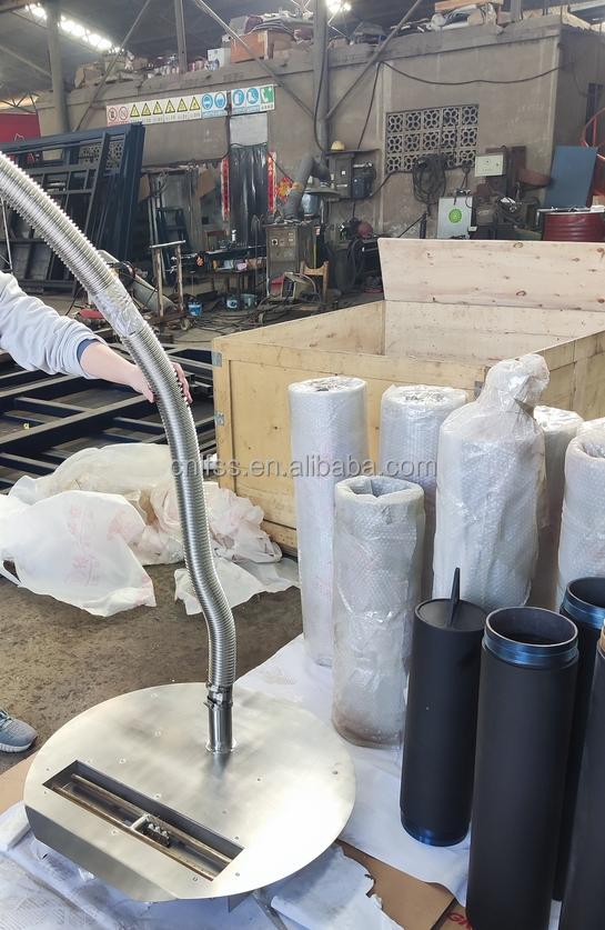 Avrupa Siyah Mat Karbon Çelik Üç taraflı gaz şömine Propan Gaz Doğal gaz şömine 8