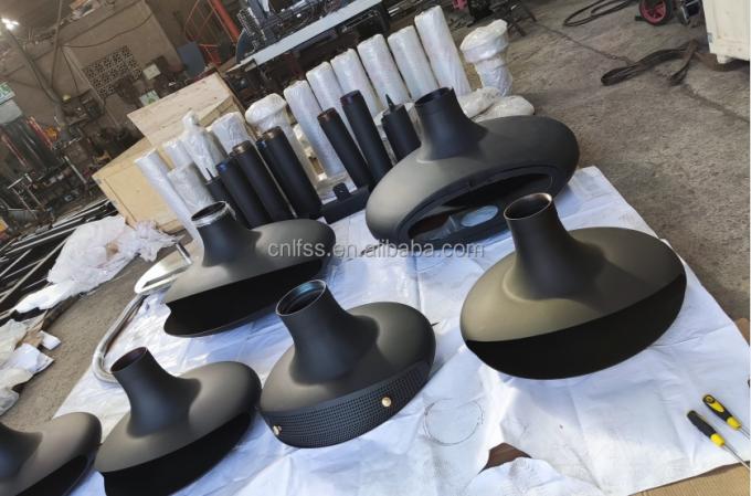 Yüksek Stil Lüks Cam Sanat Döner Şömine Mobilya Karbon Yüksek Kaliteli Siyah Modern Çelik Yuvarlak Mobilya 5