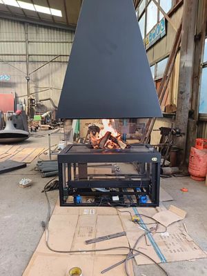 Style Carbon Steel Table Remote Control Glass Art Fireplace Freestanding Exclusive European Premium Black Modern