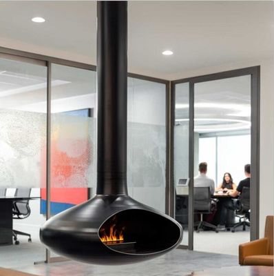 Indoor Decorative Wood Burning Suspended Ceiling Mounted Hanging Fireplace