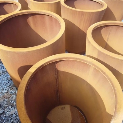 100mm Rust Metal Garden Pots Corten Steel Outdoor Round Planter Flower Pot