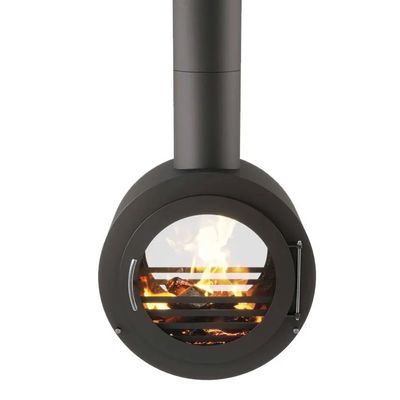 Metal Fireplace wood heater indoor real flame burning stove with glass door