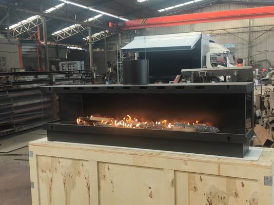 Gas Fireplaces European Black Matte Carbon Propane Steel Three-sided Gas Natural